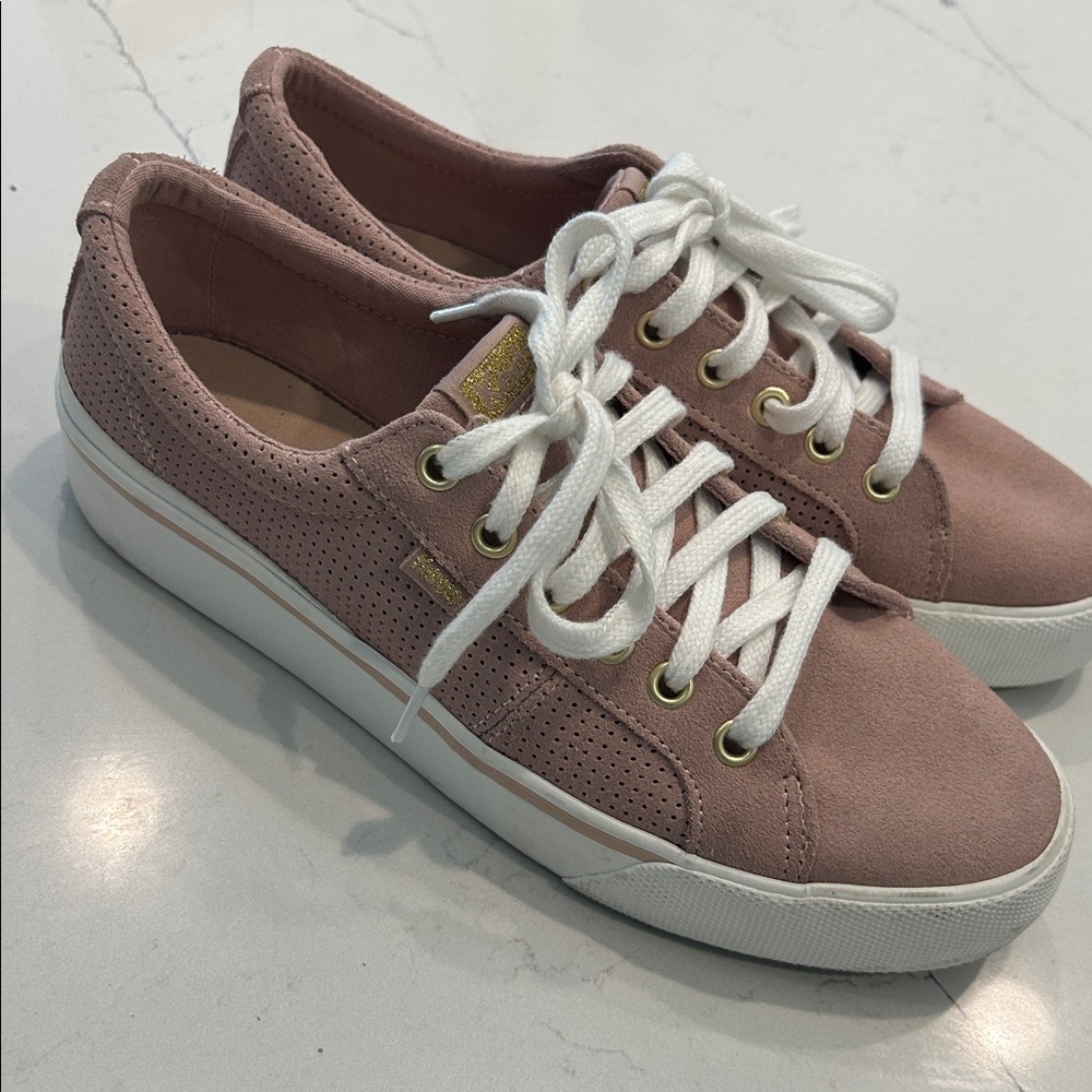 Dusty‎ rose pink perforated, leather Keds 8.5